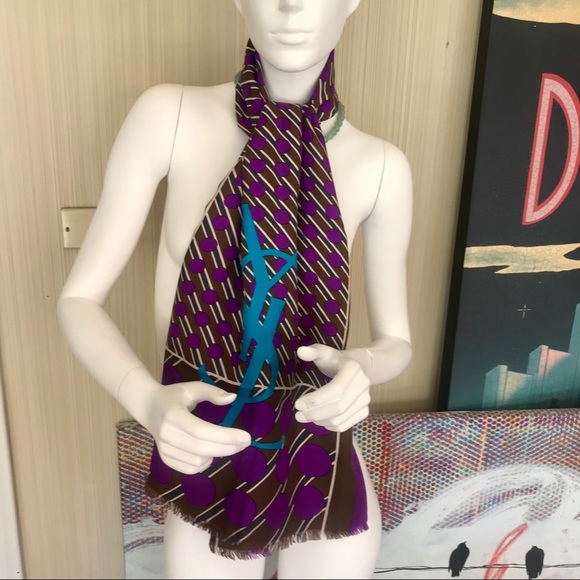 YSL Oversized Vintage Silk Oblong 66” x 18” - Picture 5 of 8